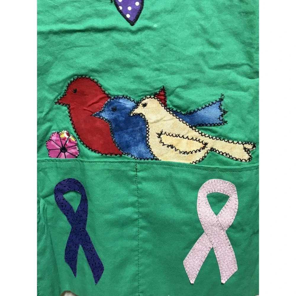 Handmade Awareness Apron artisans Smock Teacher Hand Embroidered Green 32